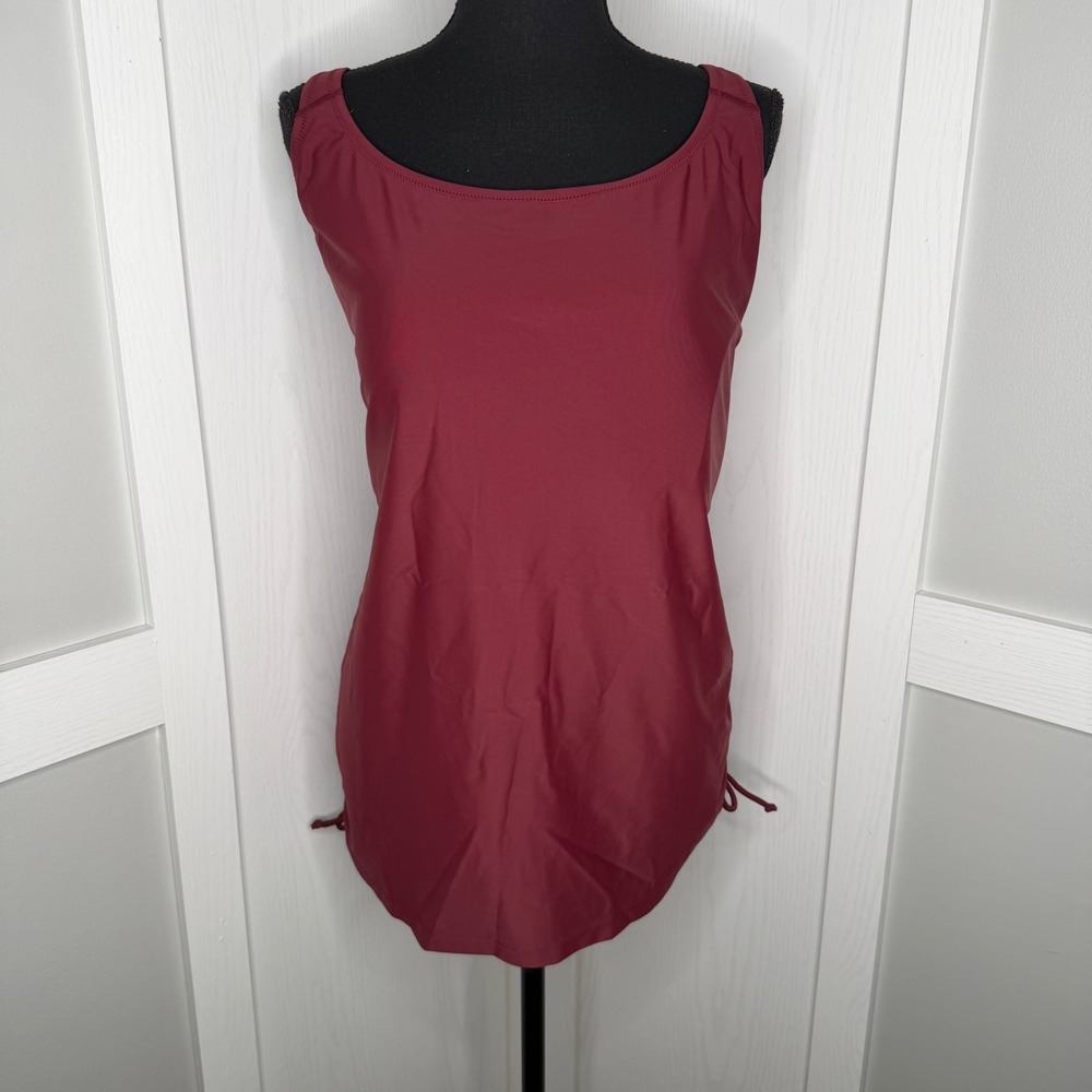 Calypsa Maya Swim Top Women 3X Burgundy Red Racerback Ruched Tankini AR003